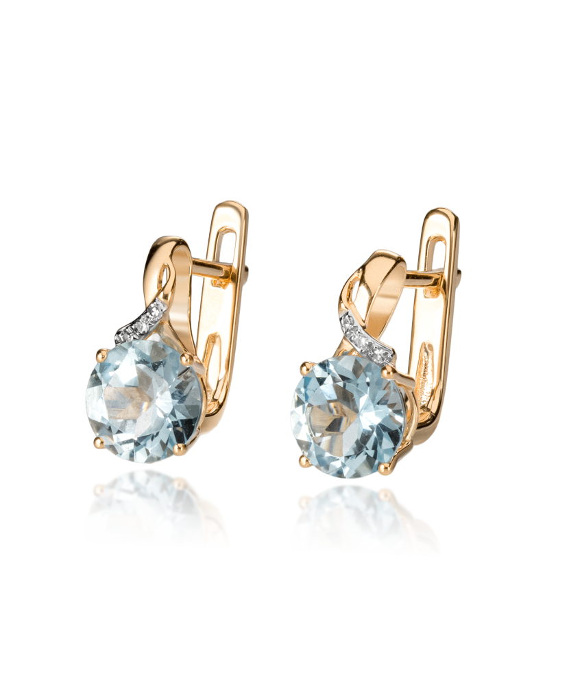 Geltono aukso auskarai su topazais ir deimantais