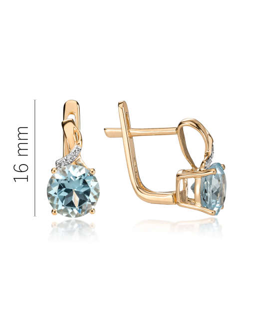 Geltono aukso auskarai su topazais ir deimantais