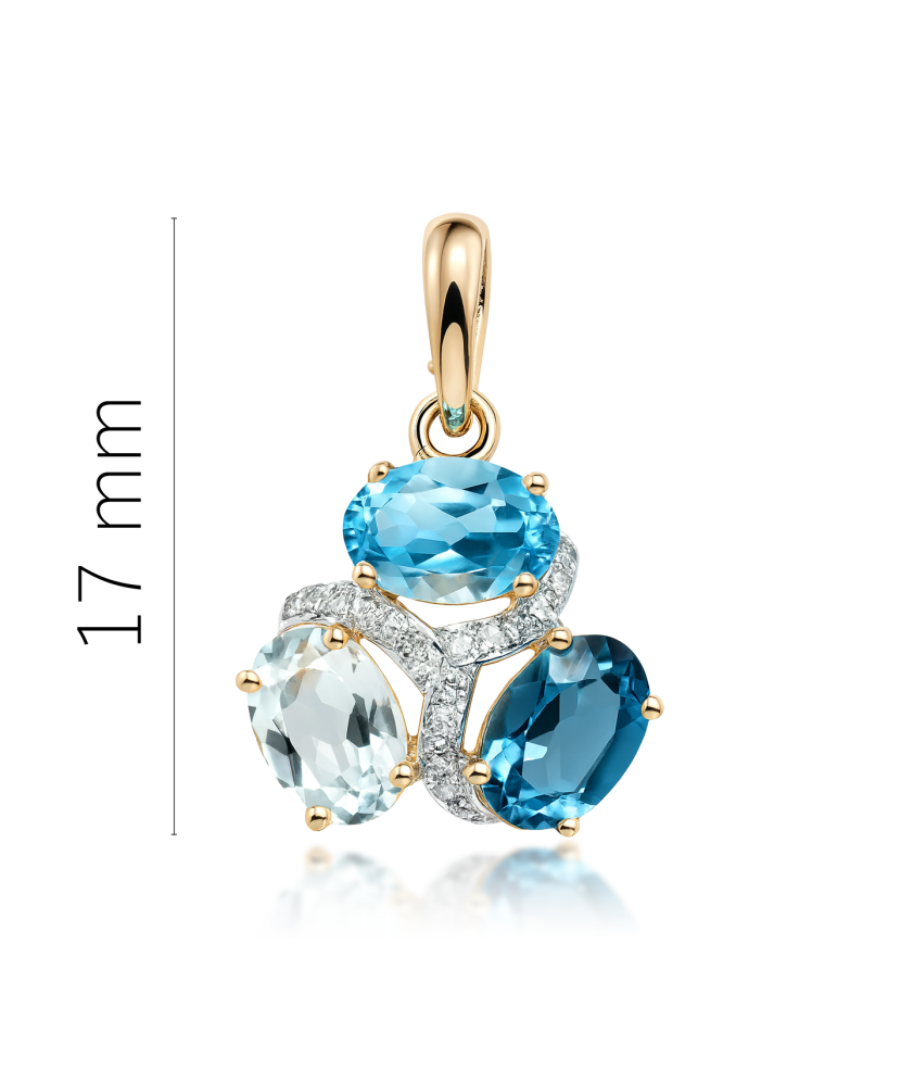 Geltono aukso pakabukas su London topazais, topazais ir deimantais