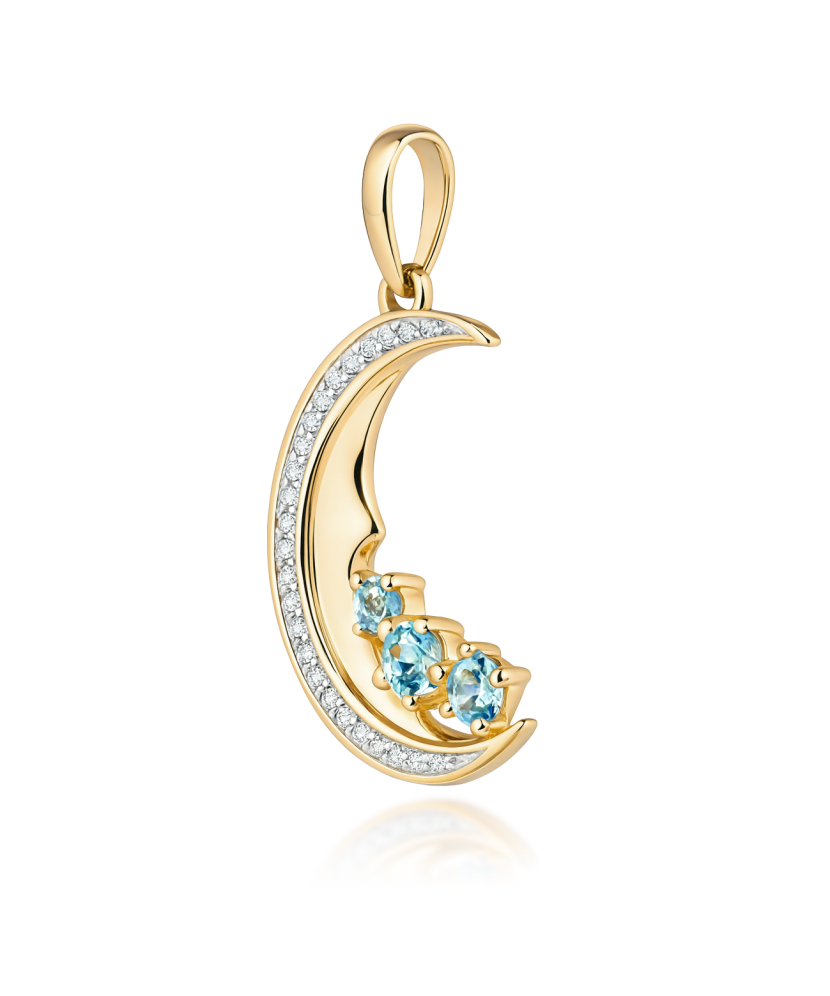 Geltono aukso pakabukas su London topazais, topazais ir deimantais "Mėnulis"