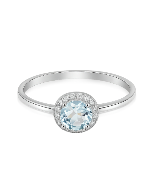 Balto aukso žiedas su topazu ir deimantais