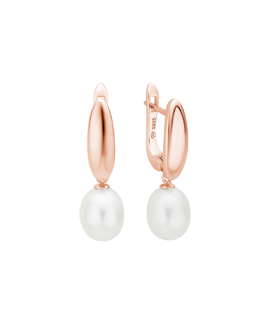 Paauksuoti Sidabriniai auskarai su perlais