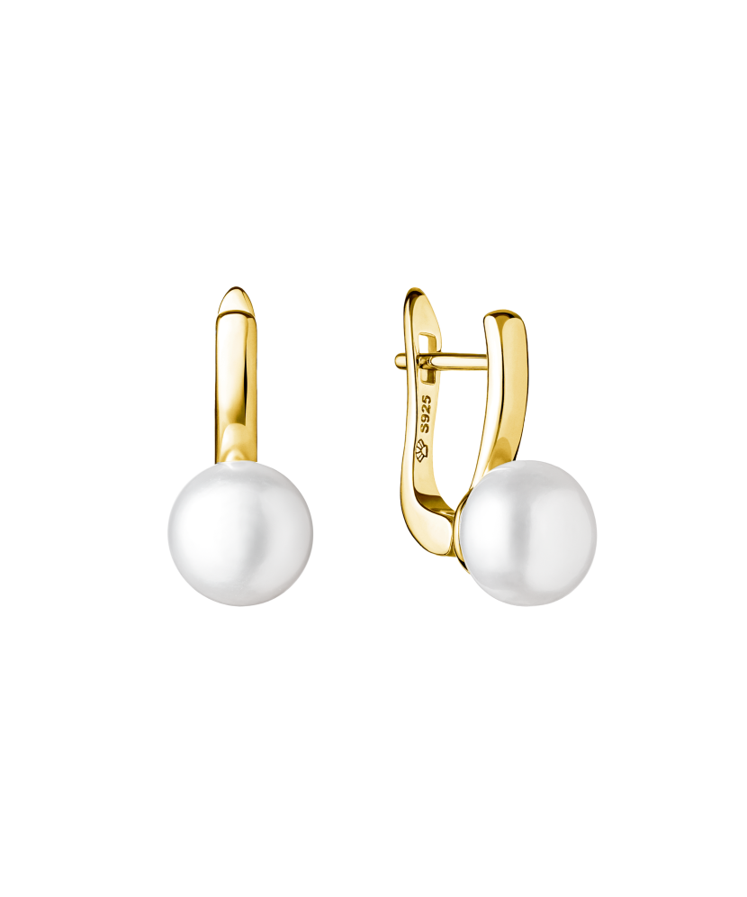 Paauksuoti Sidabriniai auskarai su perlais