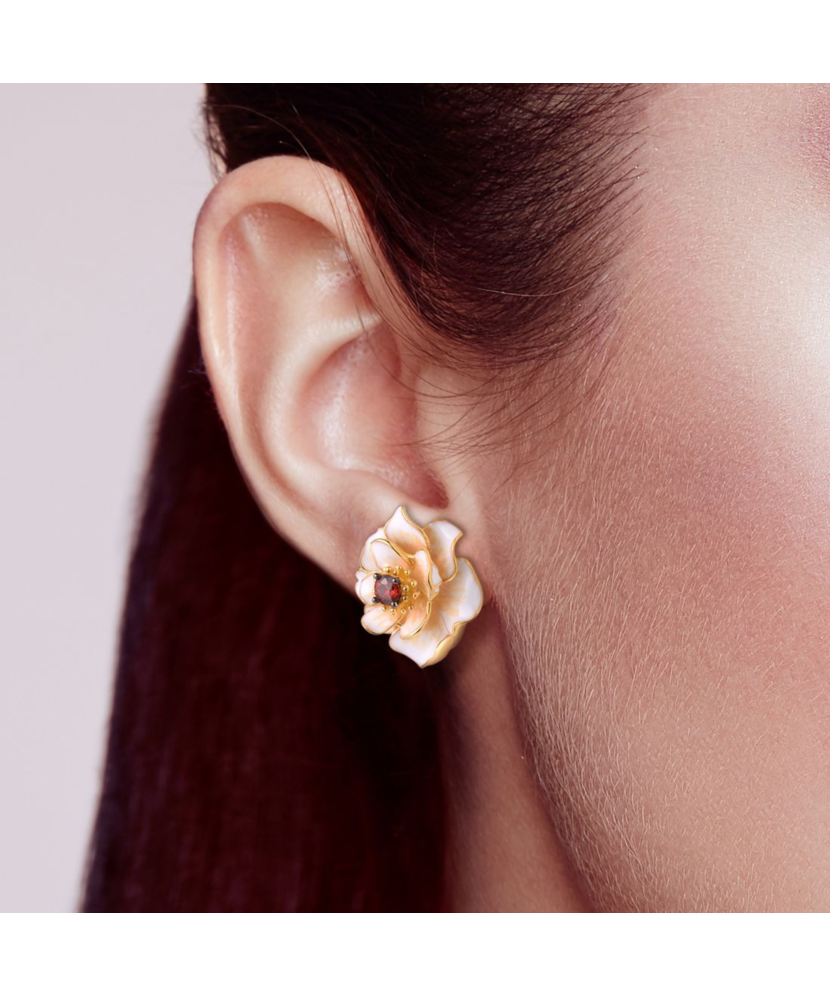 Paauksuoti Sidabriniai auskarai su cirkoniais ir emale