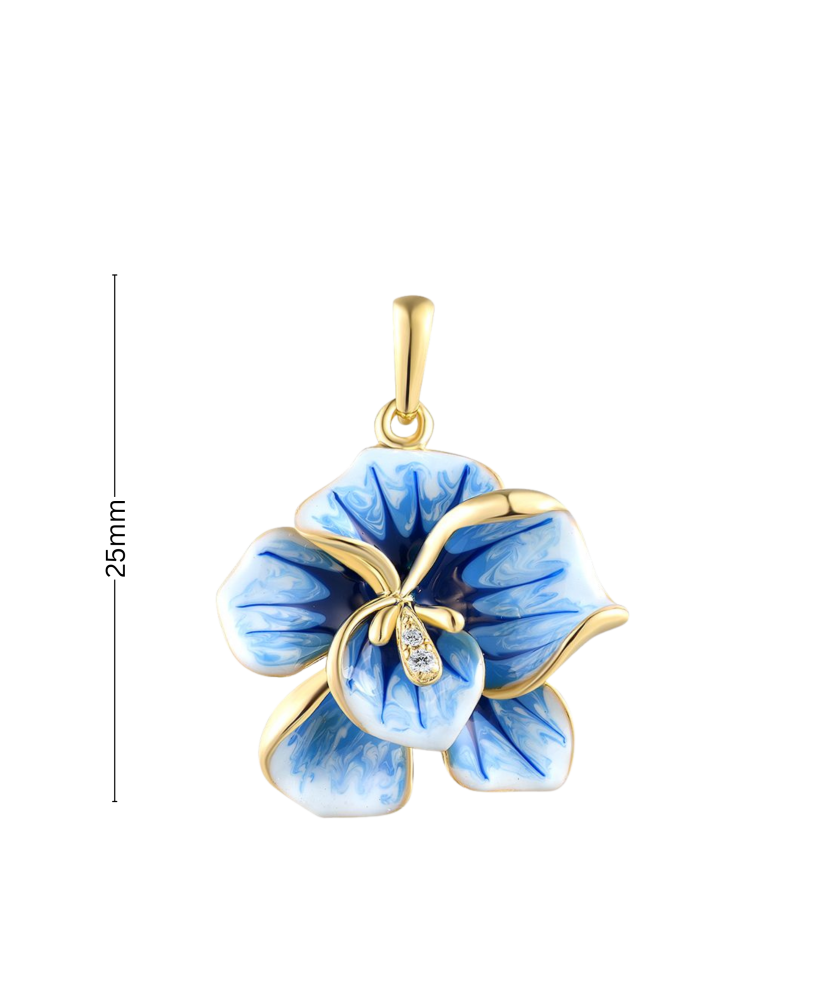 Paauksuotas Sidabrinis pakabukas su cirkoniais ir emale