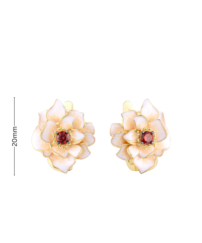 Paauksuoti Sidabriniai auskarai su cirkoniais ir emale