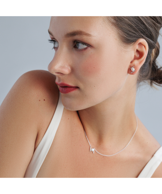 Sidabrinė Grandinėlė Su Perlo Pakabuku Ir Cirkoniais