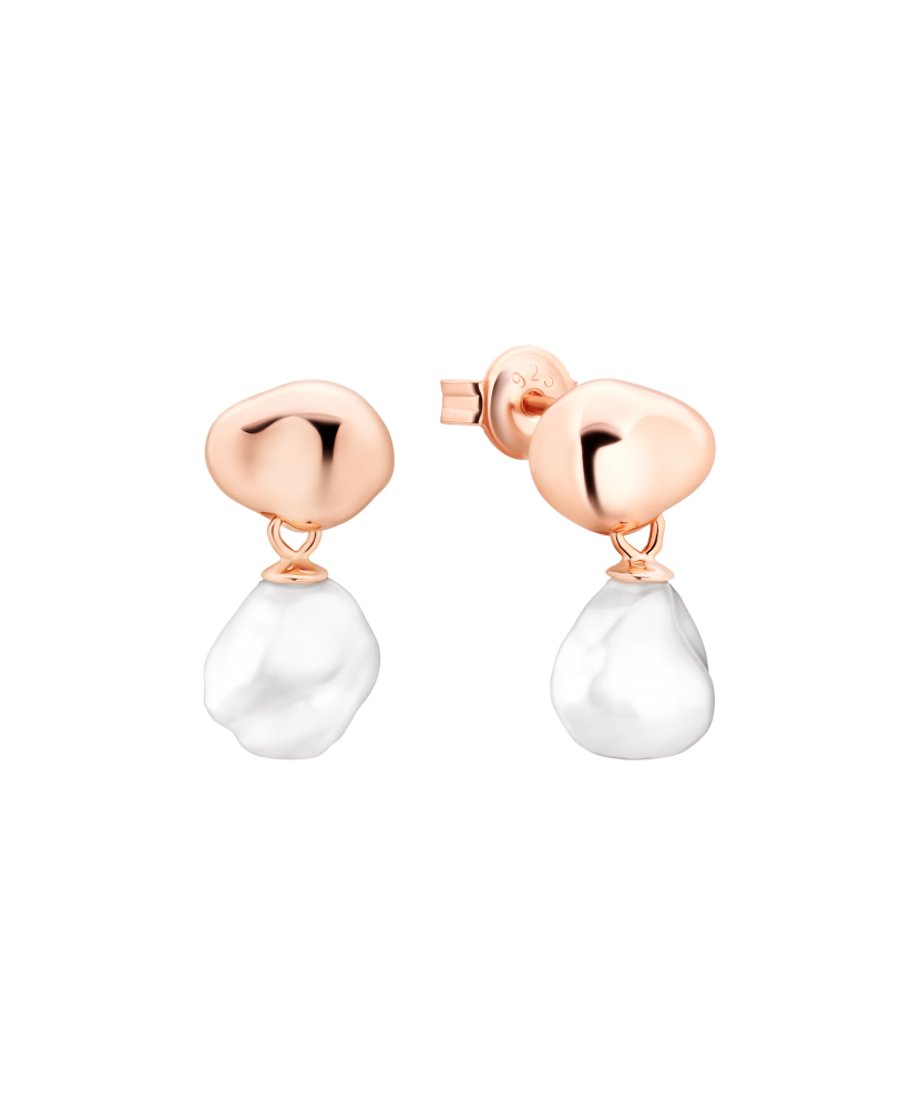 Paauksuoti Sidabriniai auskarai su  Keshi perlais