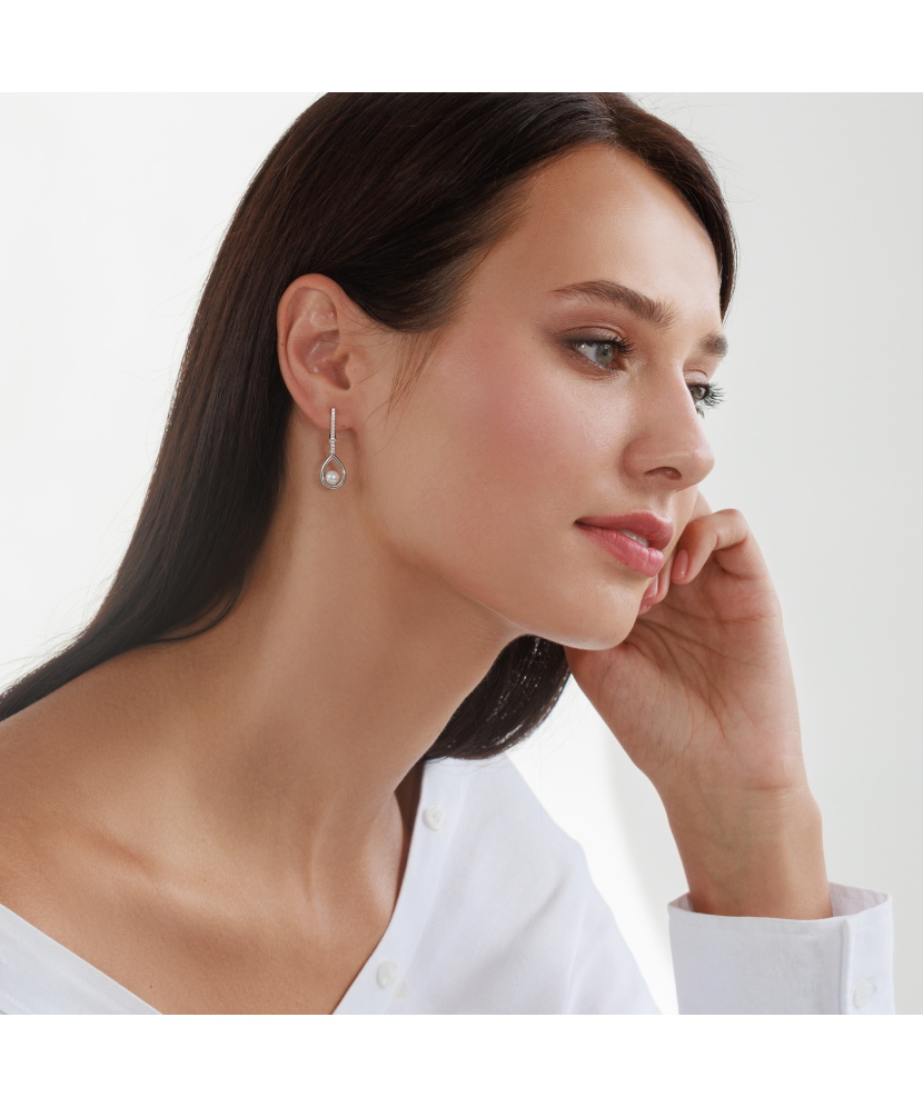 Sidabriniai auskarai su perlais ir cirkoniais