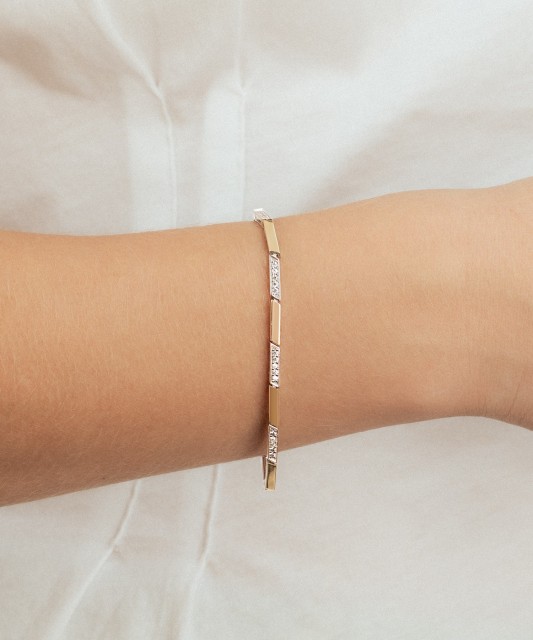 Sidabrinė apyrankė dengta auksu su cirkoniais