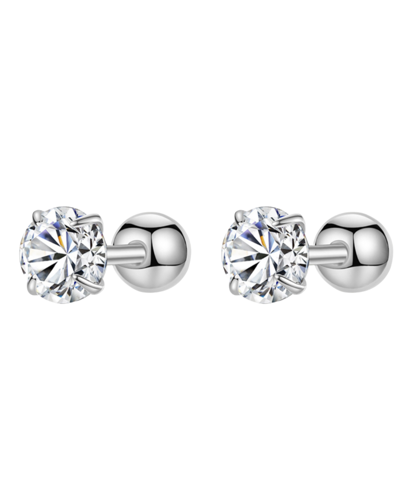 Sidabriniai auskarai su cirkoniais 6mm