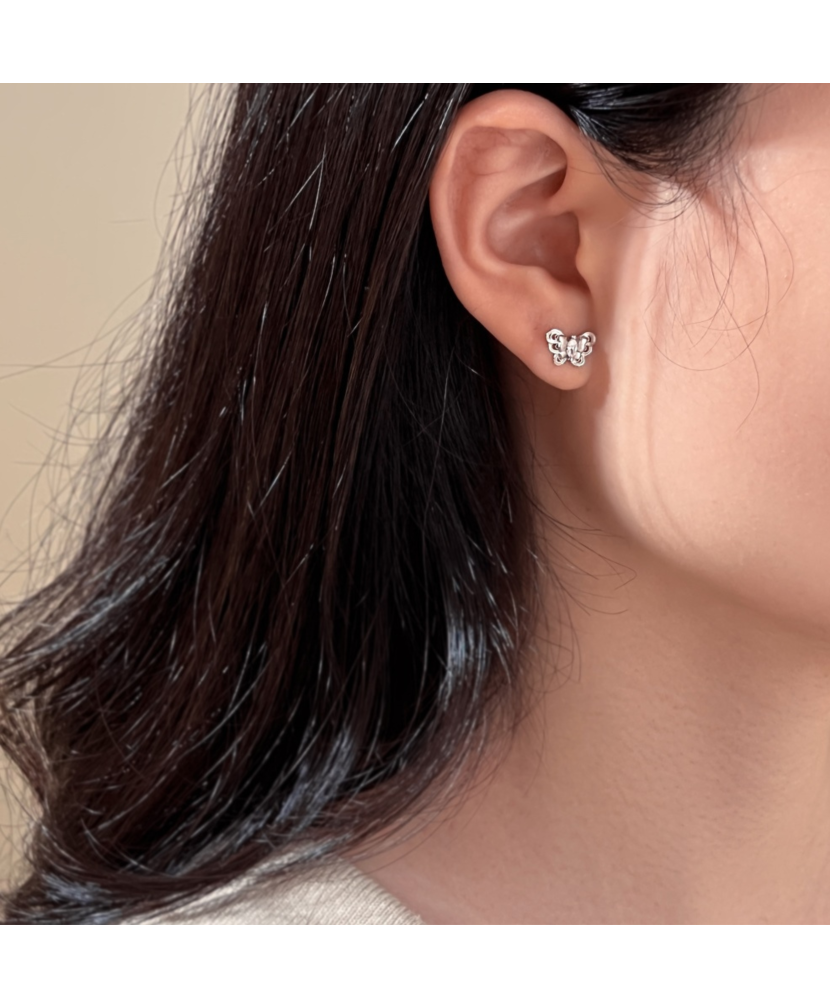 Sidabriniai auskarai su cirkoniais "Drugelis"