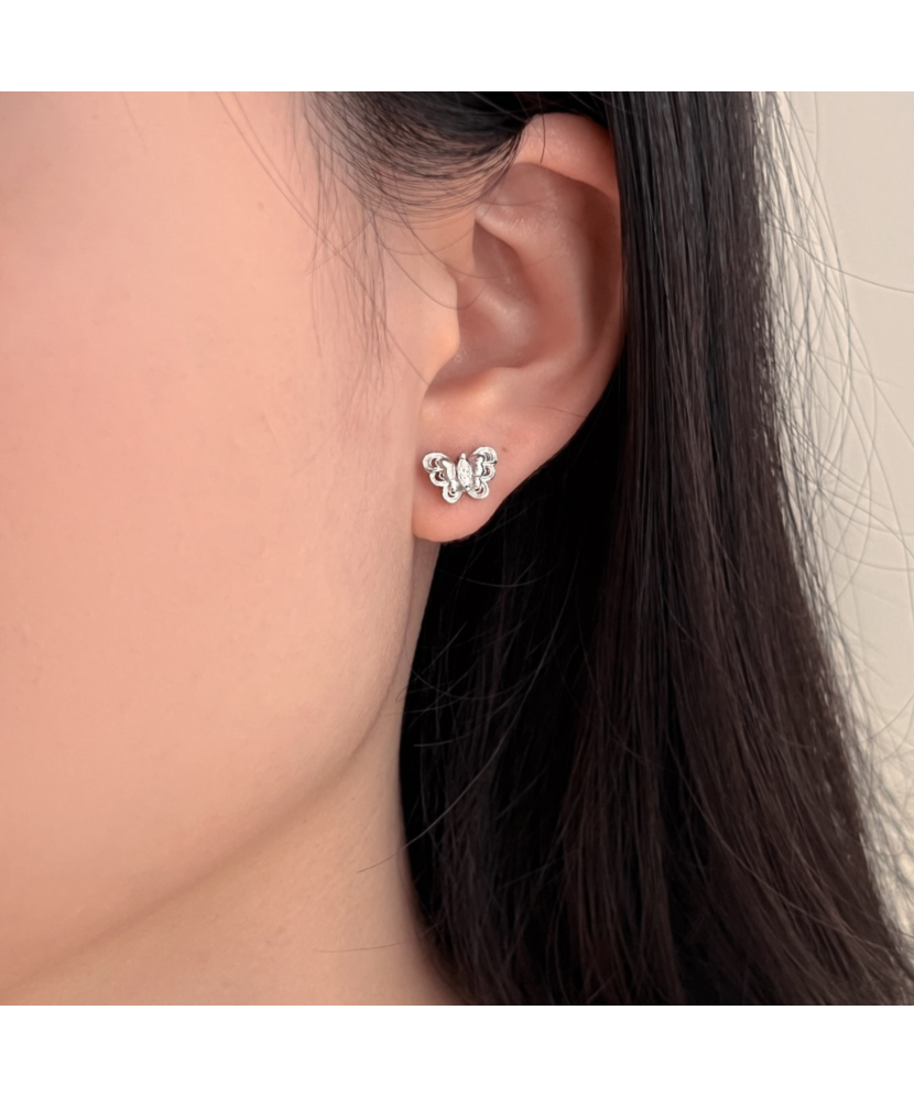 Sidabriniai auskarai su cirkoniais "Drugelis"