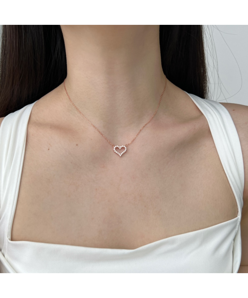 Paauksuota Sidabrinė grandinėlė su cirkonio pakabuku "Širdelė"