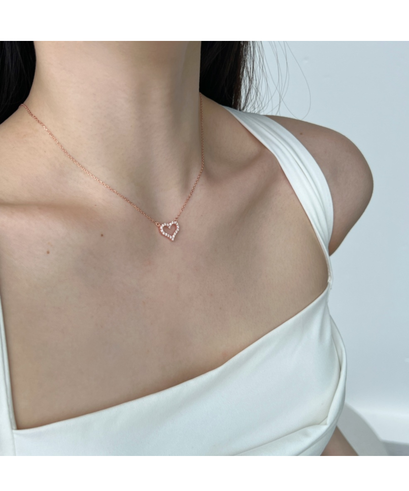 Paauksuota Sidabrinė grandinėlė su cirkonio pakabuku "Širdelė"