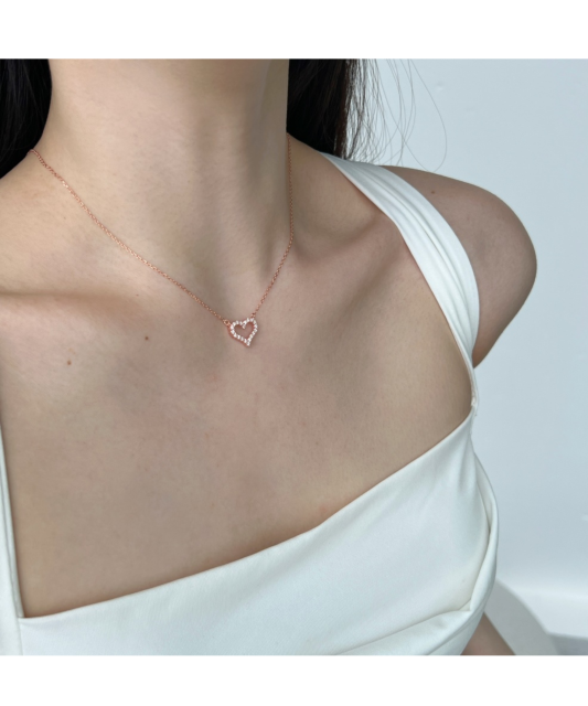 Paauksuota Sidabrinė grandinėlė su cirkonio pakabuku "Širdelė"