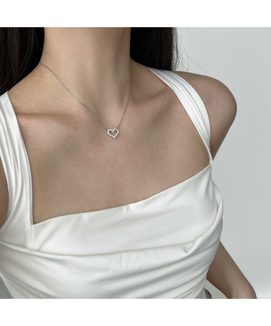 Sidabrinė grandinėlė su cirkonio pakabuku "Širdelė"
