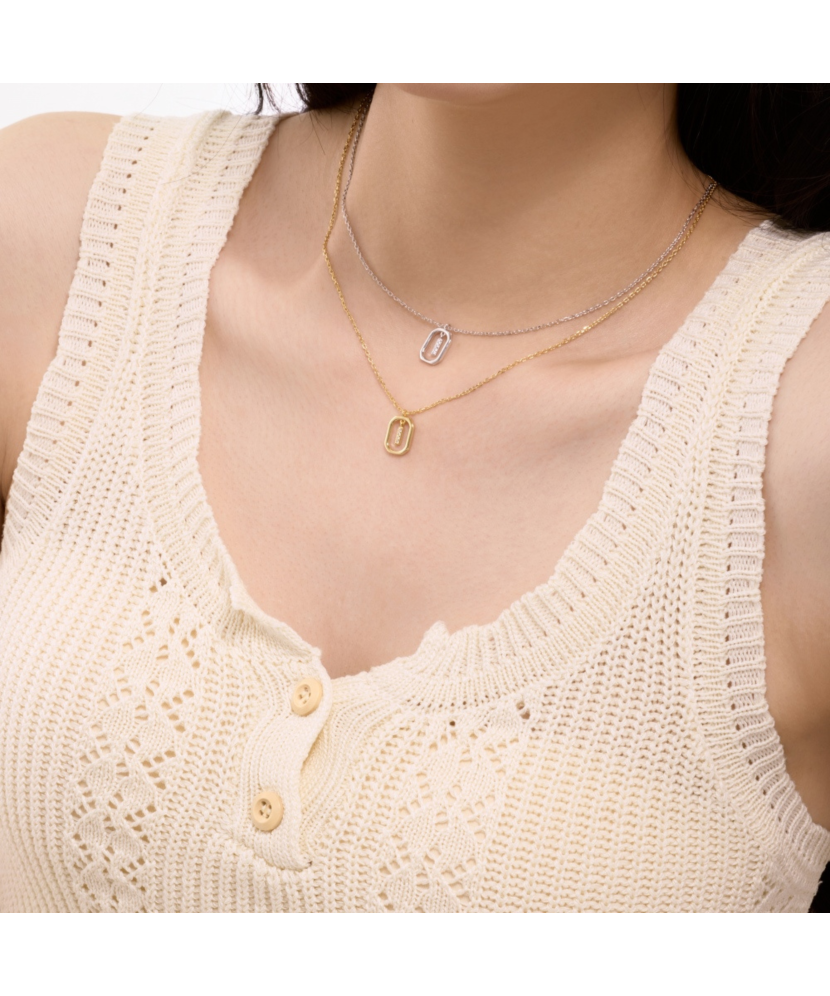 Sidabrinė grandinėlė su cirkonio pakabuku "Raidė I"