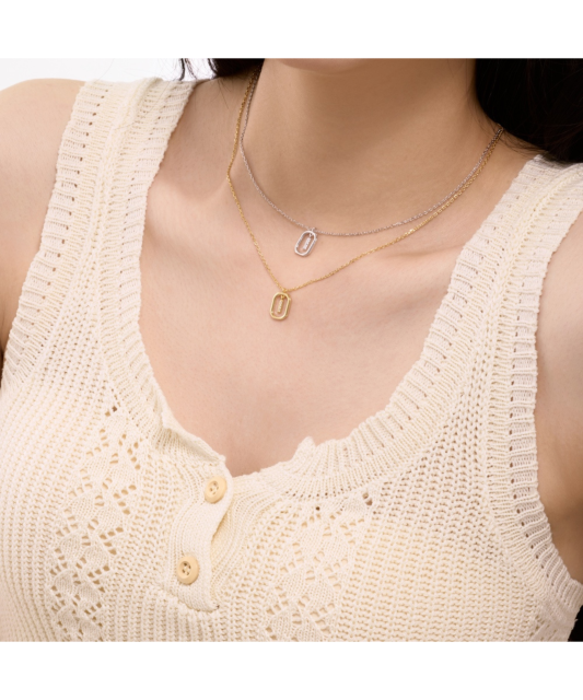 Sidabrinė grandinėlė su cirkonio pakabuku "Raidė I"