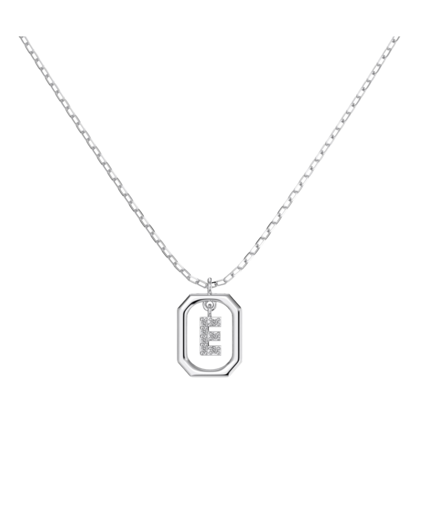 Sidabrinė grandinėlė su cirkonio pakabuku "Raidė E"