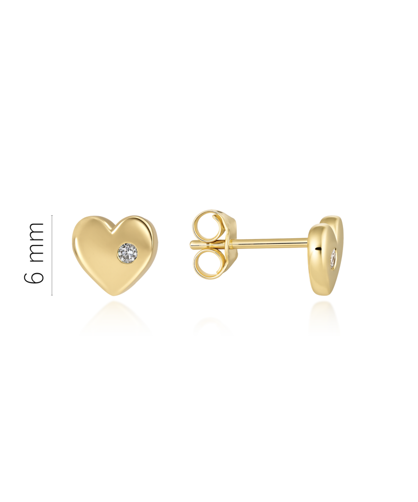 Geltono aukso auskarai su demantais "Širdelė"