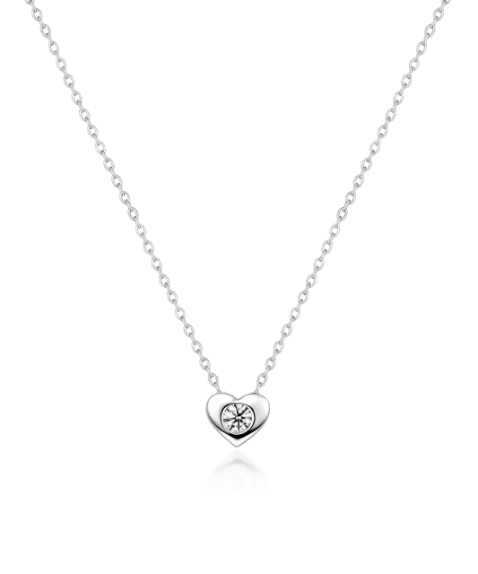 Balto  aukso grandinėlė su cirkonio pakabuku "Širdelė"