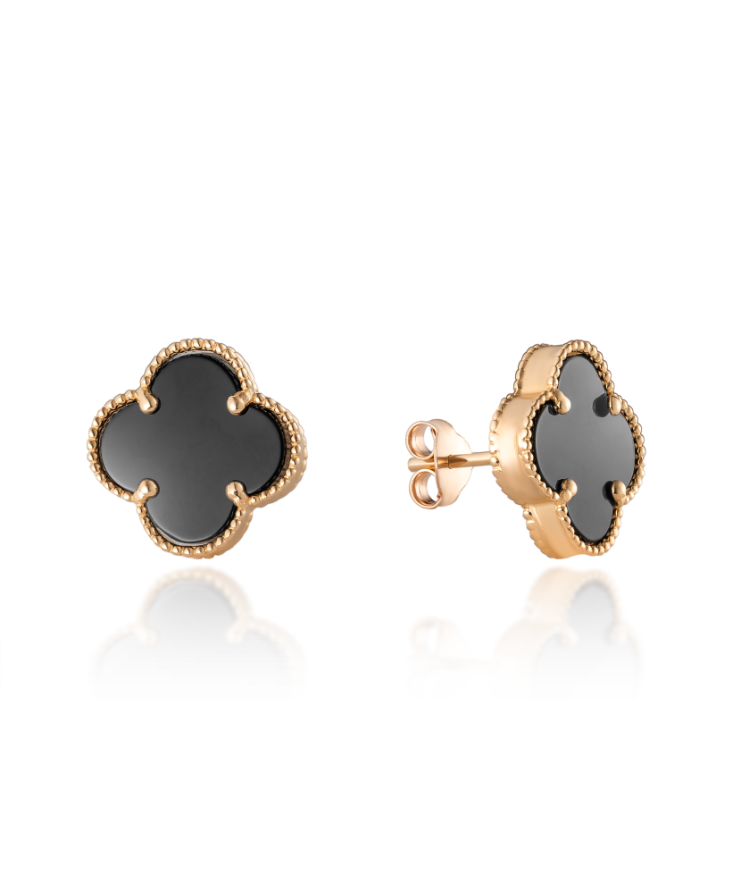 Auksiniai auskarai su oniksu