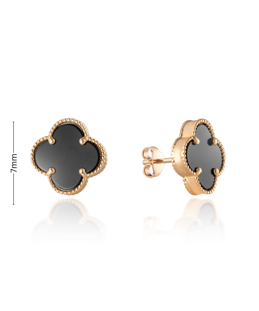 Auksiniai auskarai su oniksu