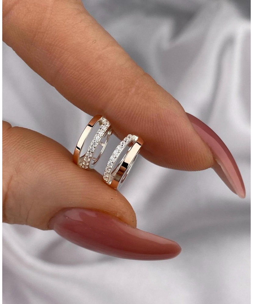 Sidabriniai auskarai dengti auksu su cirkoniais