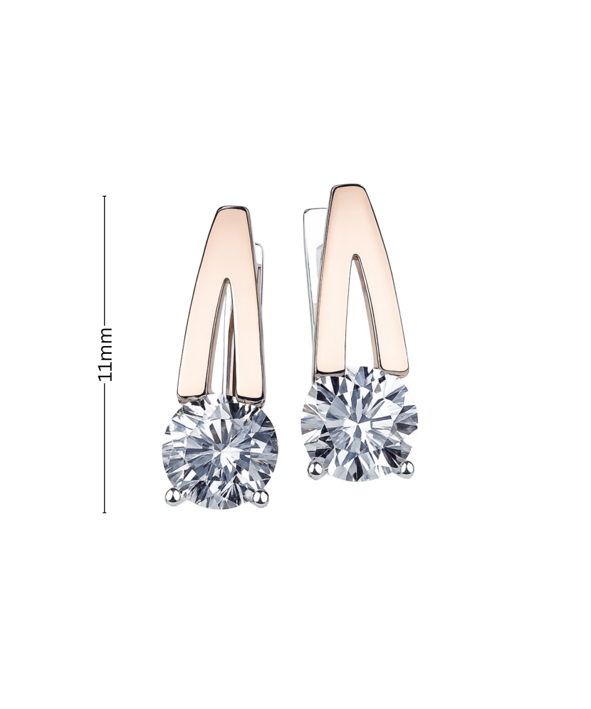 Sidabriniai auskarai dengti auksu su cirkoniais