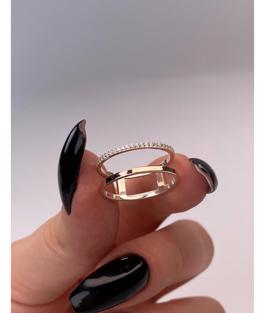 Sidabrinis žiedas dengtas auksu su cirkoniais