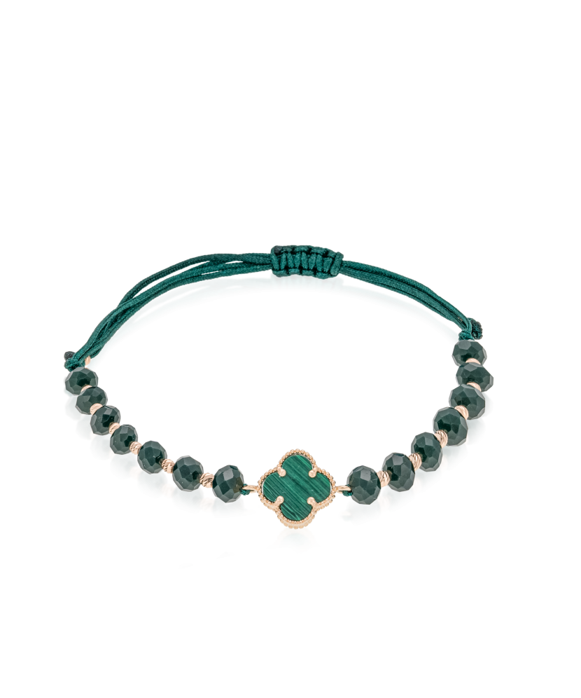 Žalio siūlo apyrankė su auksu ir oniksu