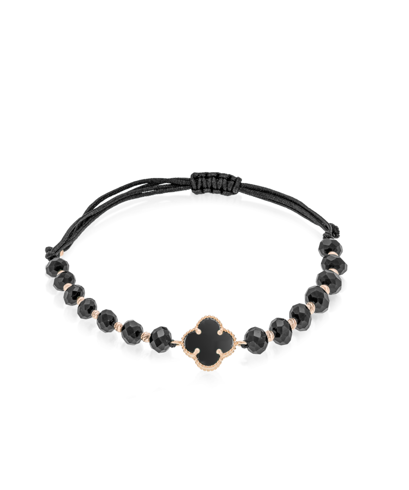 Juodo siūlo apyrankė su auksu ir oniksu