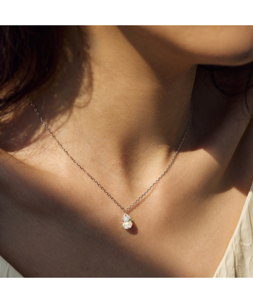 Sidabrinė grandinėlė su cirkonio pakabuku