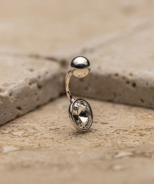 Sidabrinis auskaras į bambą su kristalu