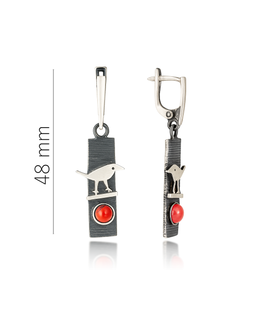 Sidabriniai auskarai su koralais