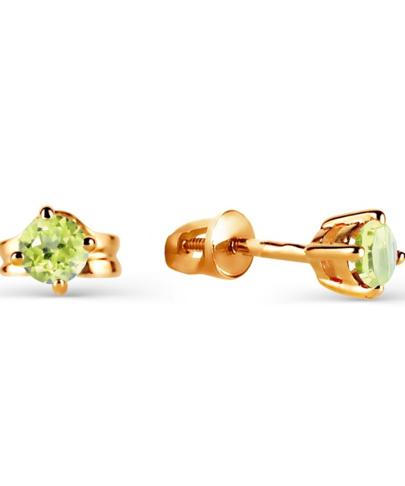 Auksiniai auskarai su chrizolitais - Auksiniai auskarai - Goldinga