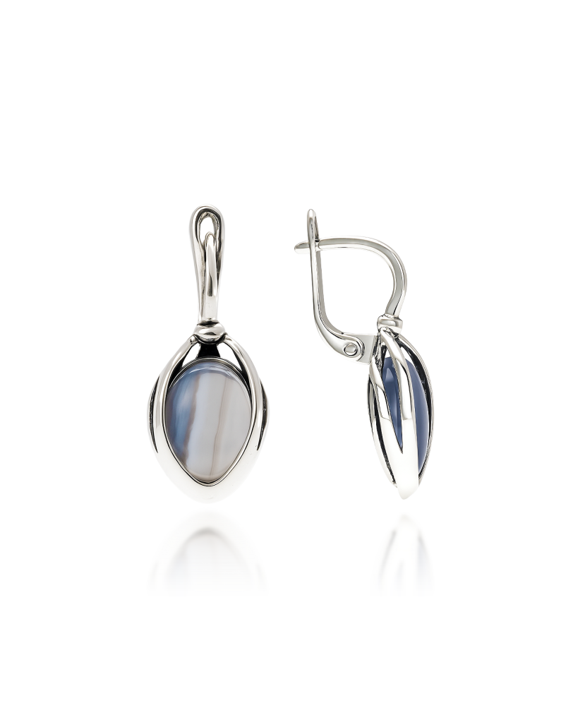 Sidabriniai auskarai su agatais