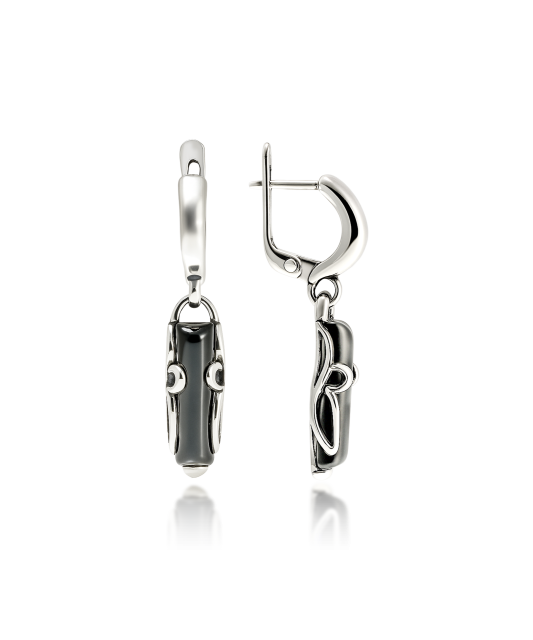 Sidabriniai auskarai su Oniksu