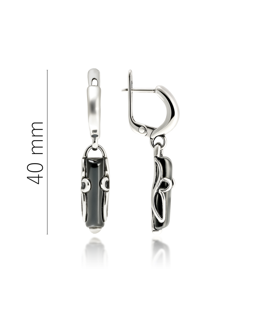 Sidabriniai auskarai su Oniksu