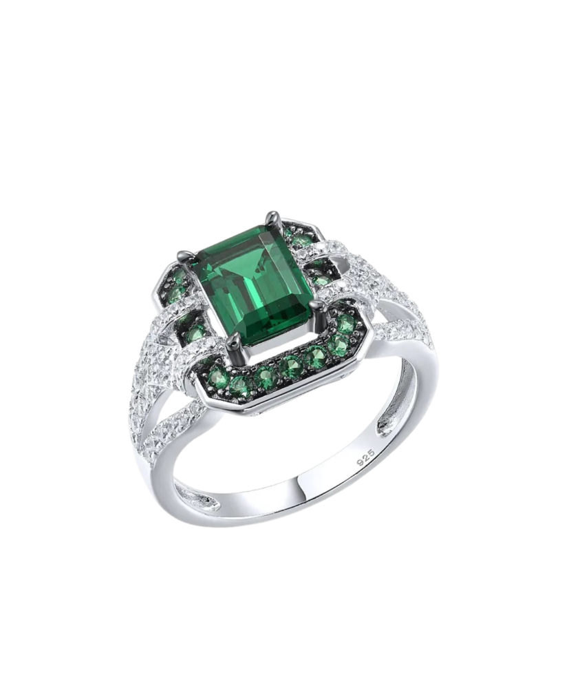 Sidabrinis žiedas su špineliais ir cirkoniais