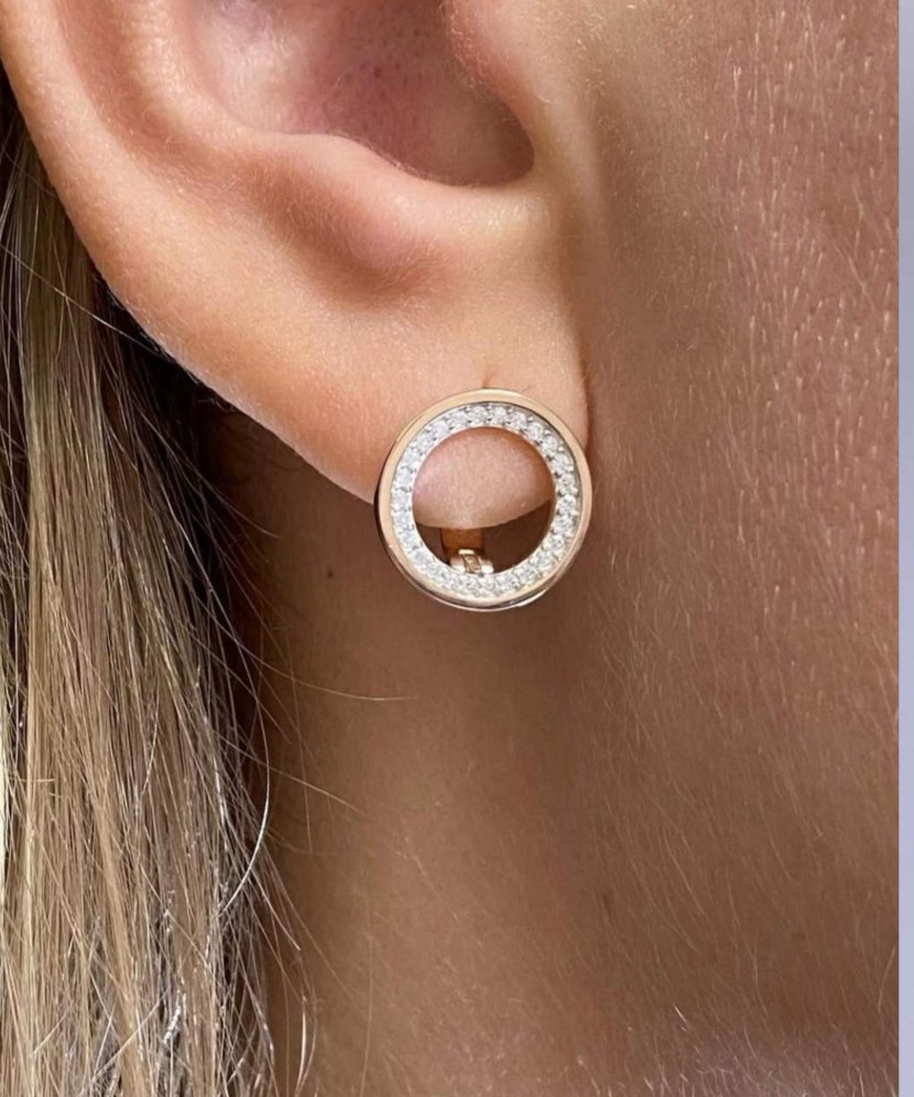 Sidabriniai auskarai dengti auksu su cirkoniais