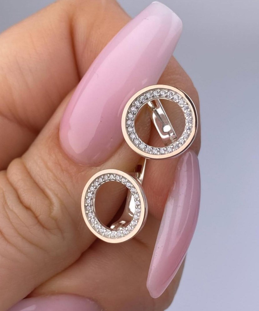 Sidabriniai auskarai dengti auksu su cirkoniais