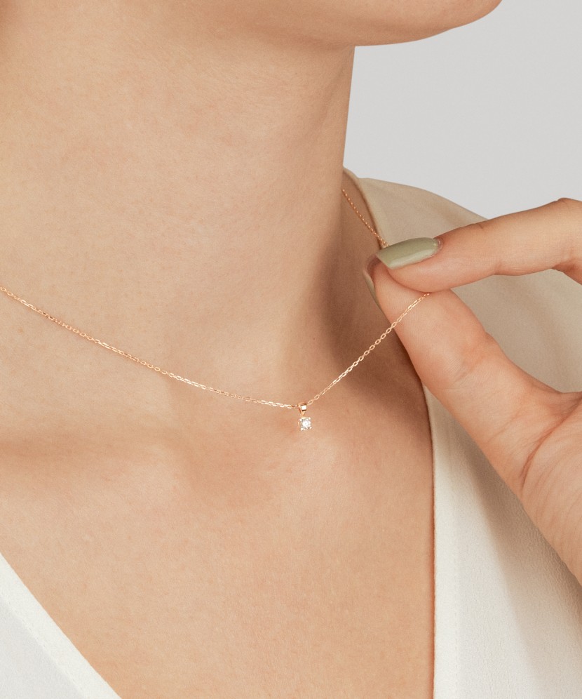 Auksinė Grandinėlė Su Briliantiniu Pakabuku  - Goldinga