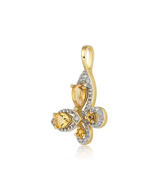 Geltono aukso pakabukas su deimantais ir citrinais