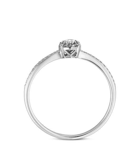 Balto aukso žiedas su deimantais