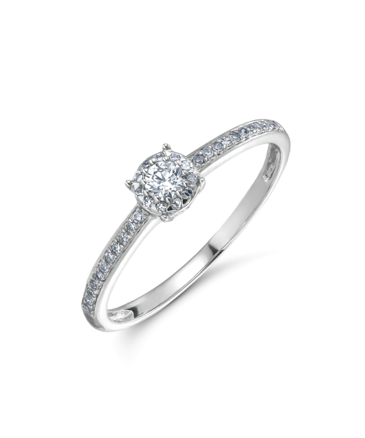 Balto aukso žiedas su deimantais