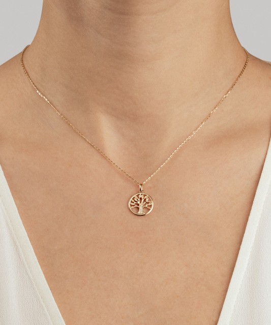 Geltono aukso pakabukas su deimantais "Gyvybės medis"