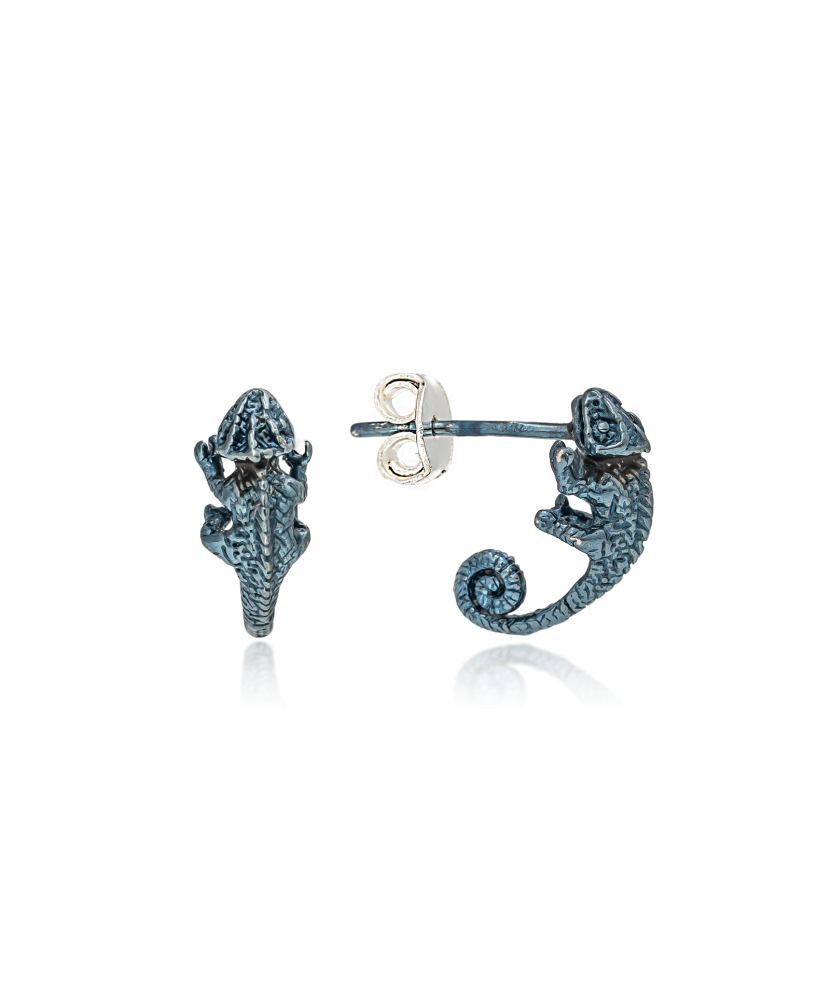 Sidabriniai auskarai "chameleonas"