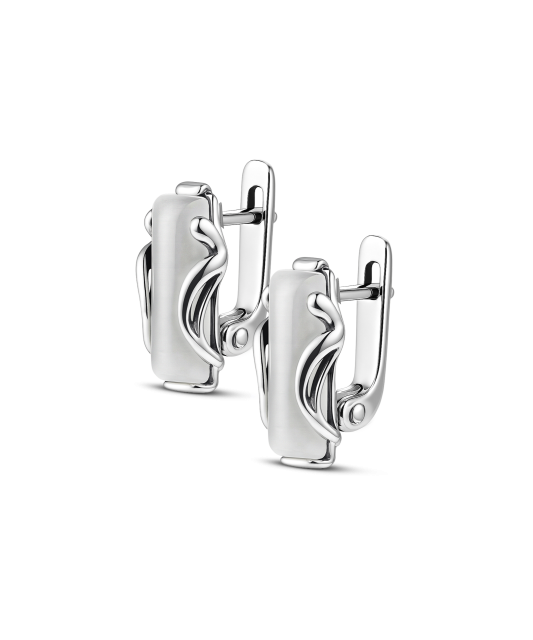 Sidabriniai auskarai su katės akies akmeniu